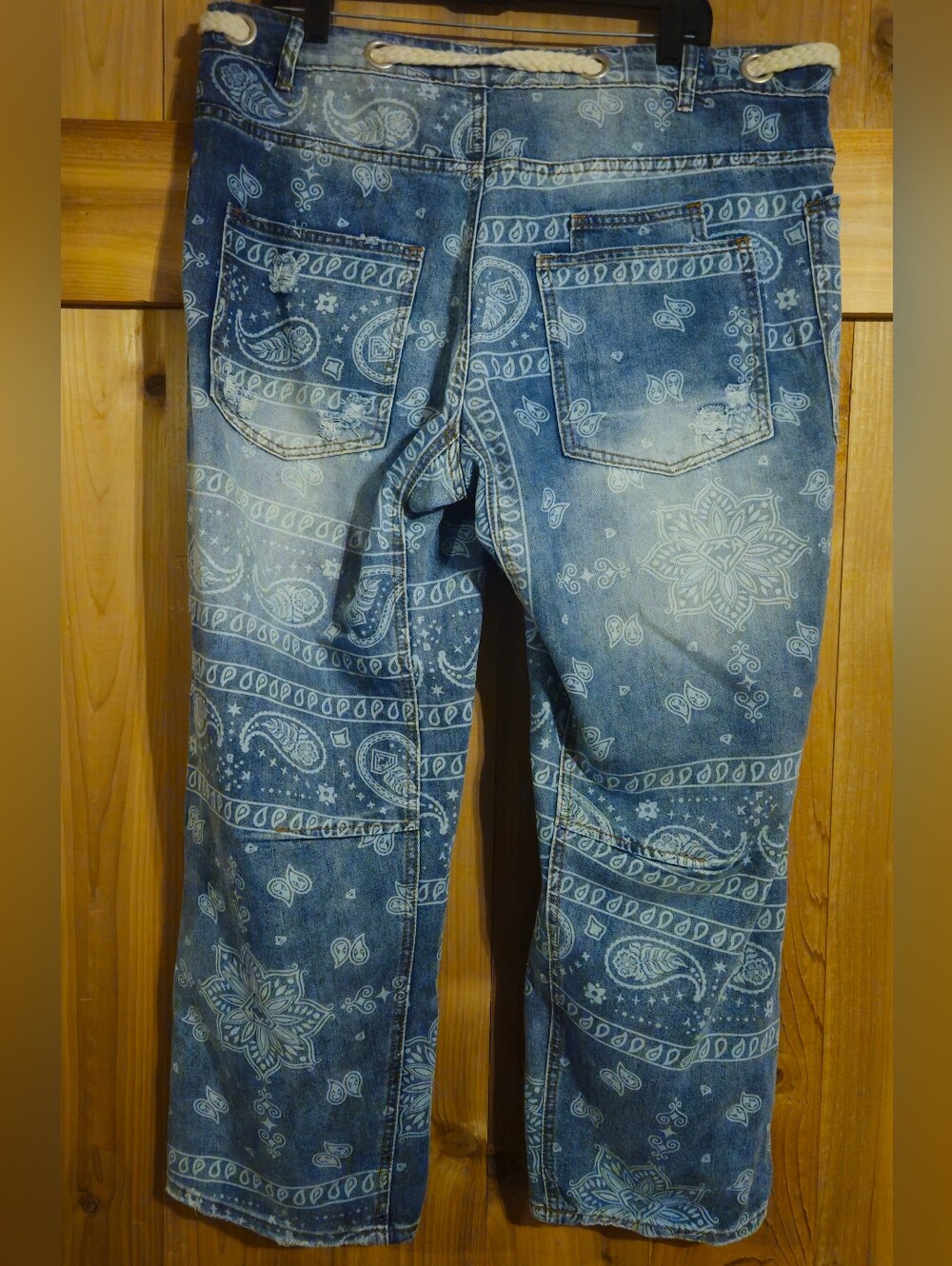 Blue Bandana Print Distressed Baby Barrel Jeans (XL) - Picture 4 of 7